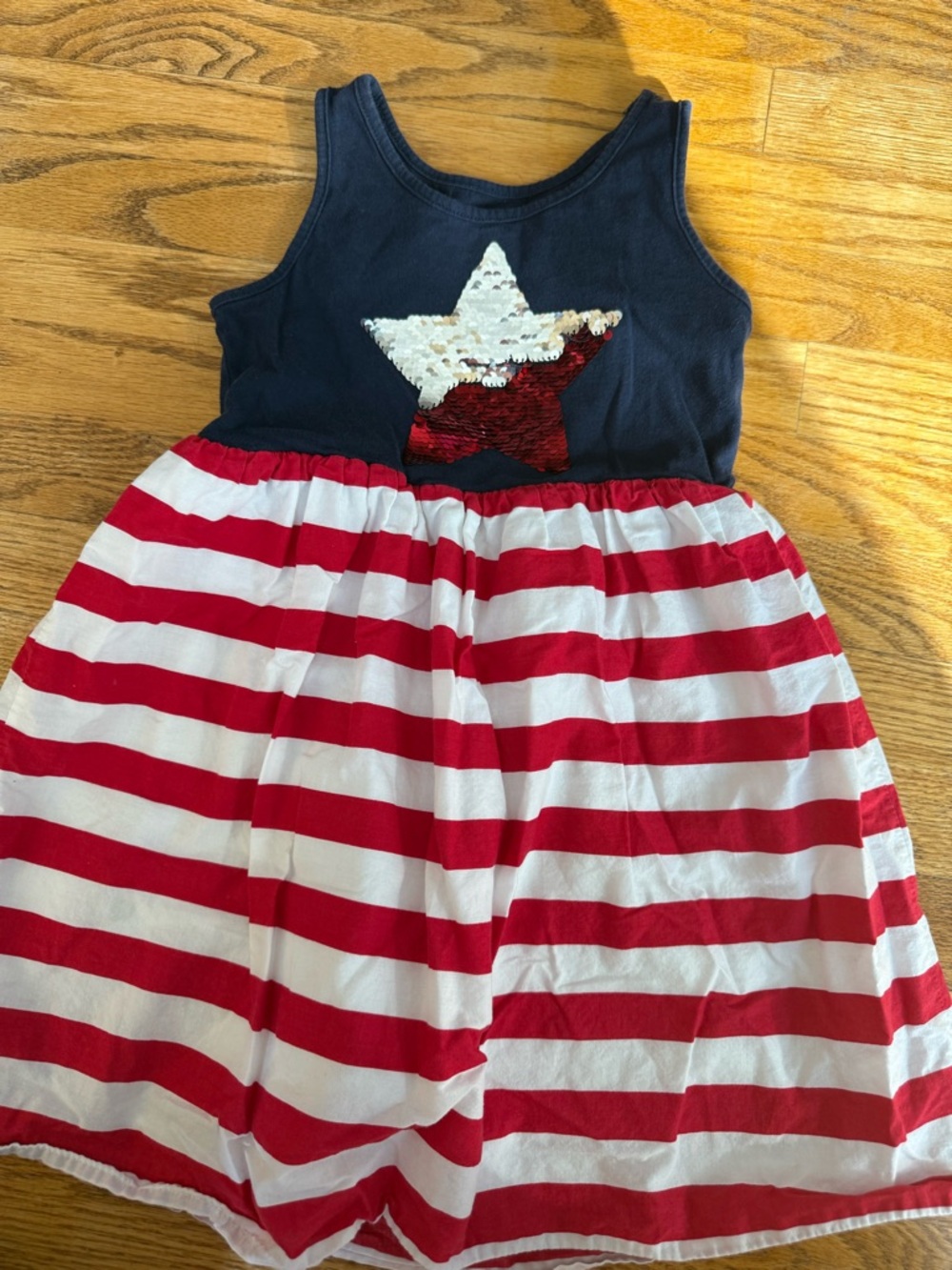 The Children's Place Navy Tank Dress with Red and White Striped Skirt